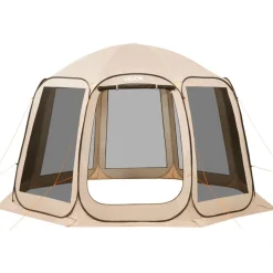 VEVOR Screen House Tent, 12 x 11 ft, 10-12 Person Pop Up Screen Tent, Portable Screened in Canopy with Carry Bag, Netting Sides, Ground Stakes, for Garden, Patio, Backyard, Outdoor Activities, Beige
