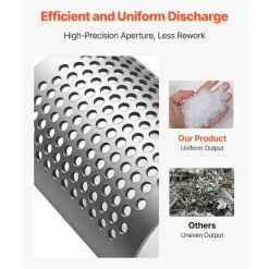 VEVOR Screen Mesh for Plastic Shredder, High-Quality Steel Durable Mesh, 0.315 in/8 mm High-Precision Aperture Screen, Compatible with Model 180 Plastic Grinder, Suitable for Small Particle Recycling