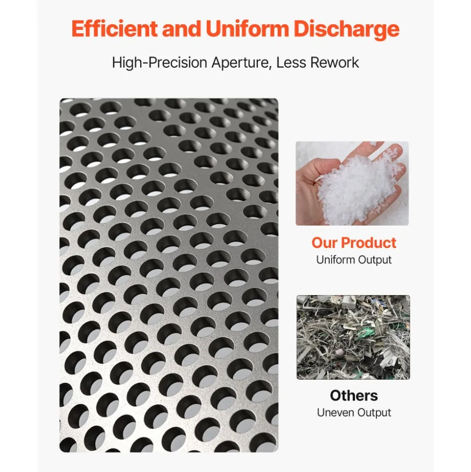 VEVOR Screen Mesh for Plastic Shredder, High-Quality Steel Durable Mesh, 0.315 in/8 mm High-Precision Aperture Screen, Compatible with Model 400 Plastic Grinder, Suitable for Small Particle Recycling