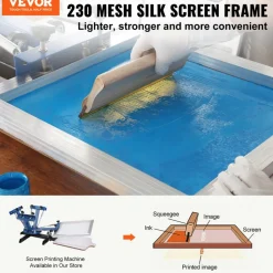 VEVOR Screen Printing Kit, 2 Pieces Aluminum Silk Screen Printing Frames, 20x24inch Silk Screen Printing Frame with 230 Count Mesh, High Tension Nylon Mesh and Sealing Tape for T-shirts DIY Printing