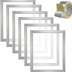 VEVOR Screen Printing Kit, 6 Pieces Aluminum Silk Screen Printing Frames, 20x24inch Silk Screen Printing Frame with 110 Count Mesh, High Tension Nylon Mesh and Sealing Tape for T-shirts DIY Printing