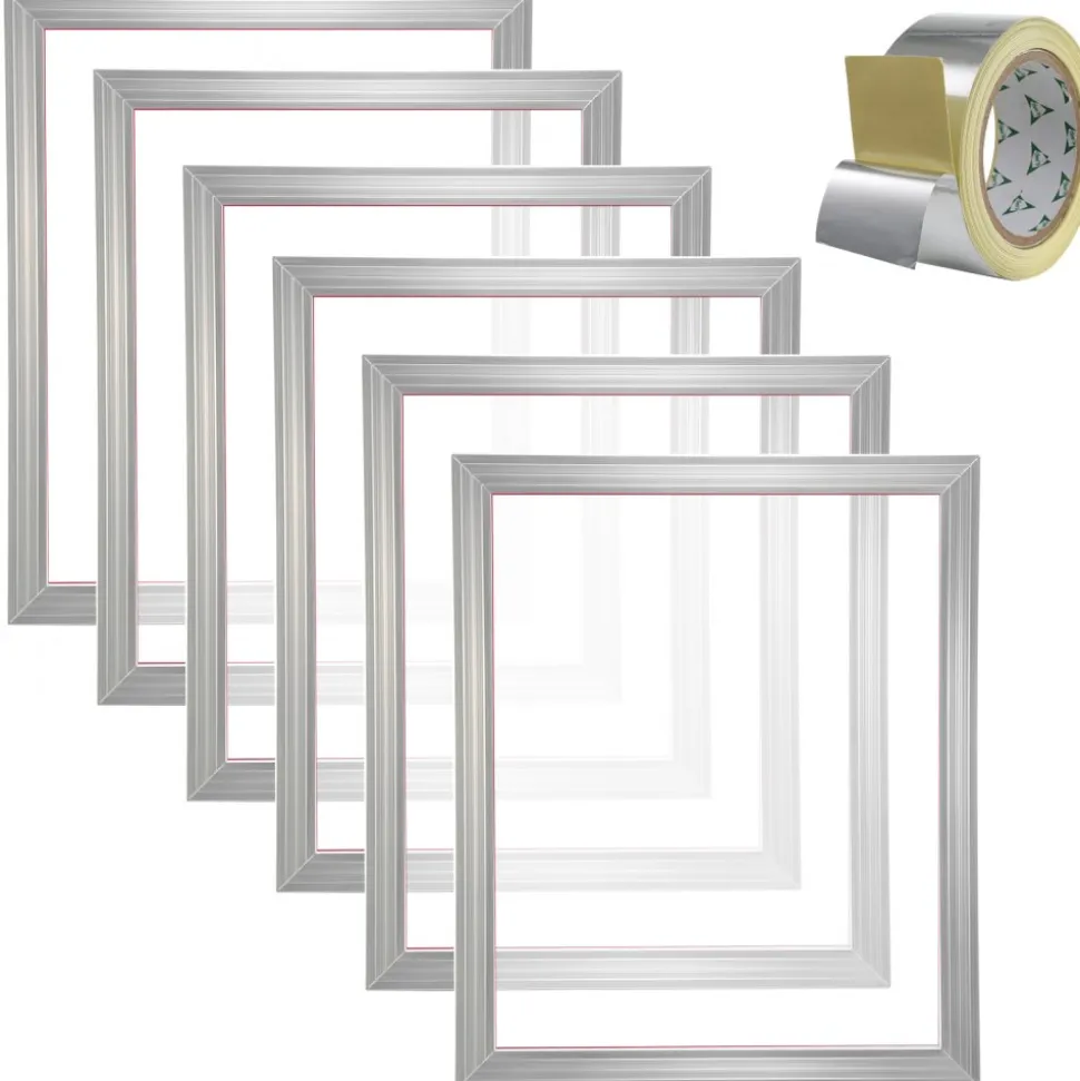 VEVOR Screen Printing Kit, 6 Pieces Aluminum Silk Screen Printing Frames, 20x24inch Silk Screen Printing Frame with 110 Count Mesh, High Tension Nylon Mesh and Sealing Tape for T-shirts DIY Printing