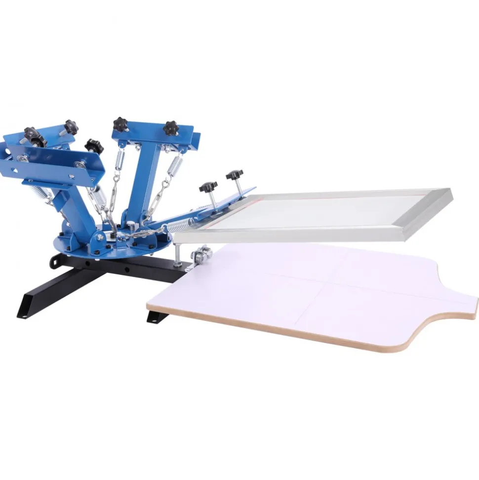 VEVOR Screen Printing Machine 4 Color 1 Station Silk Screen Printing Press, 21.3 x 17.7 in, 360° Rotatable, Accurate Positioning, Powder-Coated Carbon Steel, for T-shirt DIY, Home and Commercial