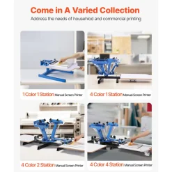 VEVOR Screen Printing Machine 4 Color 1 Station Silk Screen Printing Press, 21.3 x 17.7 in, 360° Rotatable, Accurate Positioning, Powder-Coated Carbon Steel, for T-shirt DIY, Home and Commercial