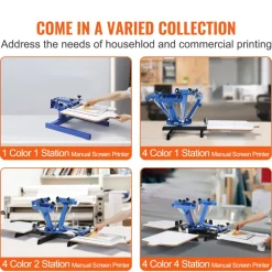VEVOR Screen Printing Machine, 4 Color 4 Station 360° Rotable Silk Screen Printing Press, 21.2x17.7in Screen Printing Press, Double-layer Positioning Pallet for T-shirt DIY Printing