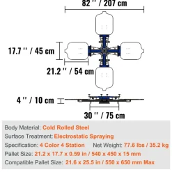 VEVOR Screen Printing Machine, 4 Color 4 Station 360° Rotable Silk Screen Printing Press, 21.2x17.7in Screen Printing Press, Double-layer Positioning Pallet for T-shirt DIY Printing