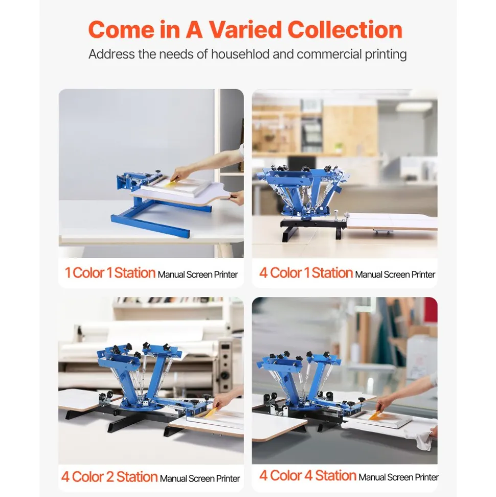 VEVOR Screen Printing Machine 4 Color 2 Station Silk Screen Printing Press, 21.3 x 17.7 in, 360° Rotatable, Accurate Positioning, Powder-Coated Carbon Steel, for T-shirt DIY, Home and Commercial