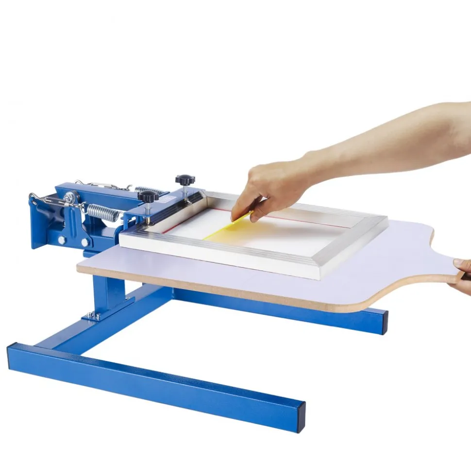 VEVOR Screen Printing Machine 1 Color 1 Station Silk Screen Printing Press, 21.3 x 17.7 in Platen, Adjustable Tension, Powder-Coated Carbon Steel, for T-shirt Clothing DIY, Home and Commercial Use