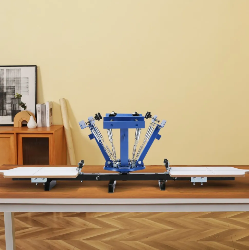 VEVOR Screen Printing Machine, 4 Color 2 Station, 360° Rotable Silk Screen Printing Press, 21.2 x 17.7in / 54 x 45cm Screen Printing Press, Dual-layer Positioning Pallet for DIY T-shirt Printing