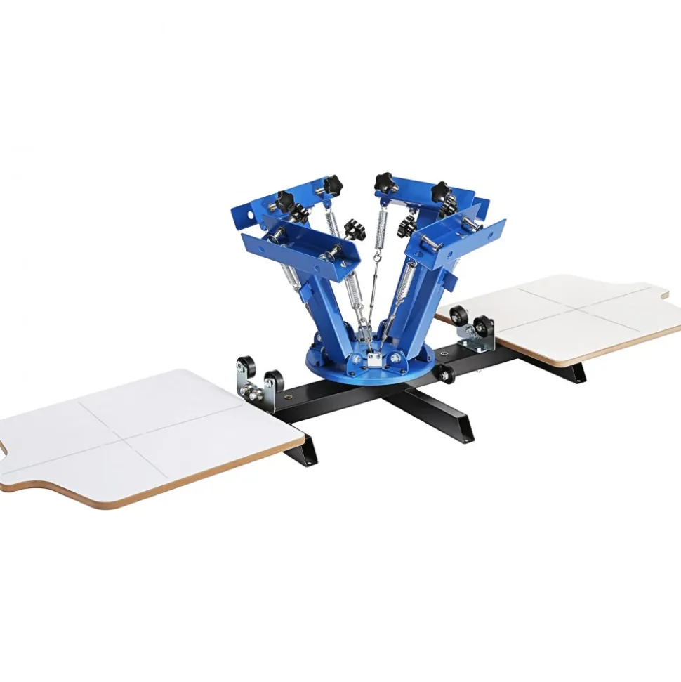 VEVOR Screen Printing Machine, 4 Color 2 Station, 360° Rotable Silk Screen Printing Press, 21.2 x 17.7in / 54 x 45cm Screen Printing Press, Dual-layer Positioning Pallet for DIY T-shirt Printing