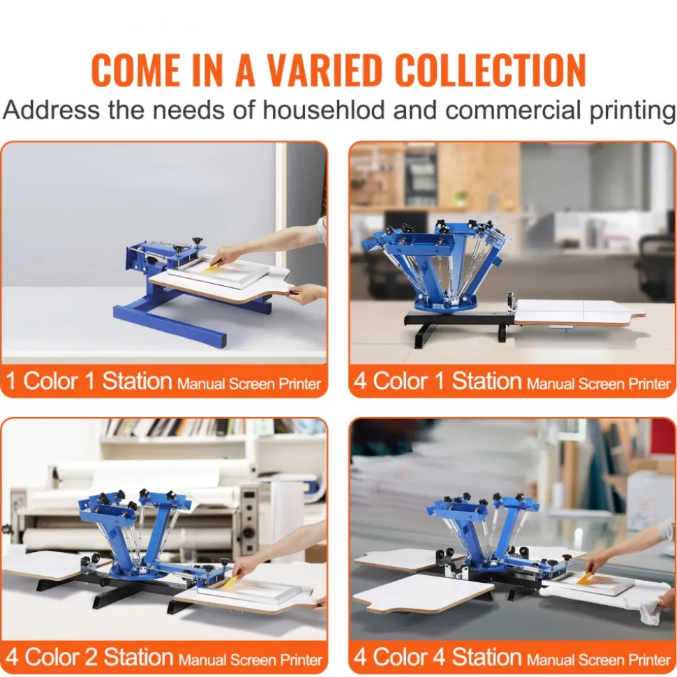 VEVOR Screen Printing Machine, 4 Color 2 Station, 360° Rotable Silk Screen Printing Press, 21.2 x 17.7in / 54 x 45cm Screen Printing Press, Dual-layer Positioning Pallet for DIY T-shirt Printing