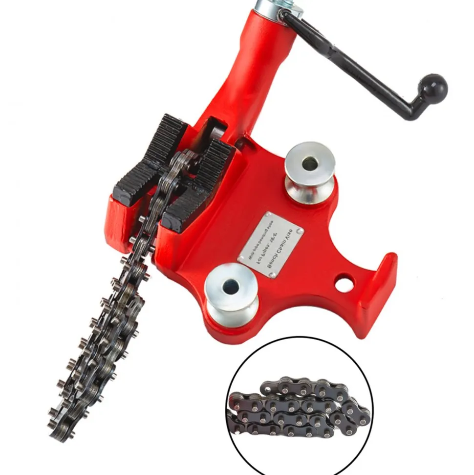 VEVOR Screw Bench Chain Vise 1/8 to 5-Inch Pipe Capacity, Heavy Duty Bench Chain Pipe Vise with Crank Handle, Neoprene-Coated Jaw, Cast Iron Material Ideal for a Variety of Pipes