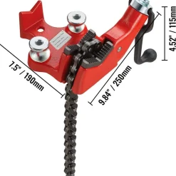 VEVOR Screw Bench Chain Vise 1/8 to 5-Inch Pipe Capacity, Heavy Duty Bench Chain Pipe Vise with Crank Handle, Neoprene-Coated Jaw, Cast Iron Material Ideal for a Variety of Pipes