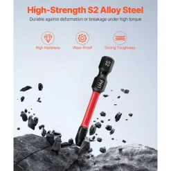 VEVOR Screwdriver Bit Set, 101-Piece, Magnetic Phillips, Pozidriv, Slotted, Square, Torx, Hex Bits, Hex Nut Sockets, Extension Rod with Storage Case, High-Strength S2 Alloy Steel, Blackened Finish
