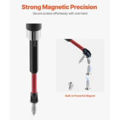 VEVOR Screwdriver Bit Set, 45-Piece, Magnetic Phillips, Slotted, Square, Torx Bit, Hex Nut Sockets, Extension Rod with Transparent Storage Case, High-Strength S2 Alloy Steel, Blackened Finish