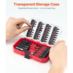 VEVOR Screwdriver Bit Set, 45-Piece, Magnetic Phillips, Slotted, Square, Torx Bit, Hex Nut Sockets, Extension Rod with Transparent Storage Case, High-Strength S2 Alloy Steel, Blackened Finish