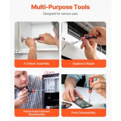 VEVOR Screwdriver Set, 13 in 1 Magnetic Multi Bit Mini Nut Driver Set, Phillips, Flat Head, Torx, Square Bits for Men, Manual Precision Repair Tool Kit for Sockets, Furniture, Home Appliances, Cars