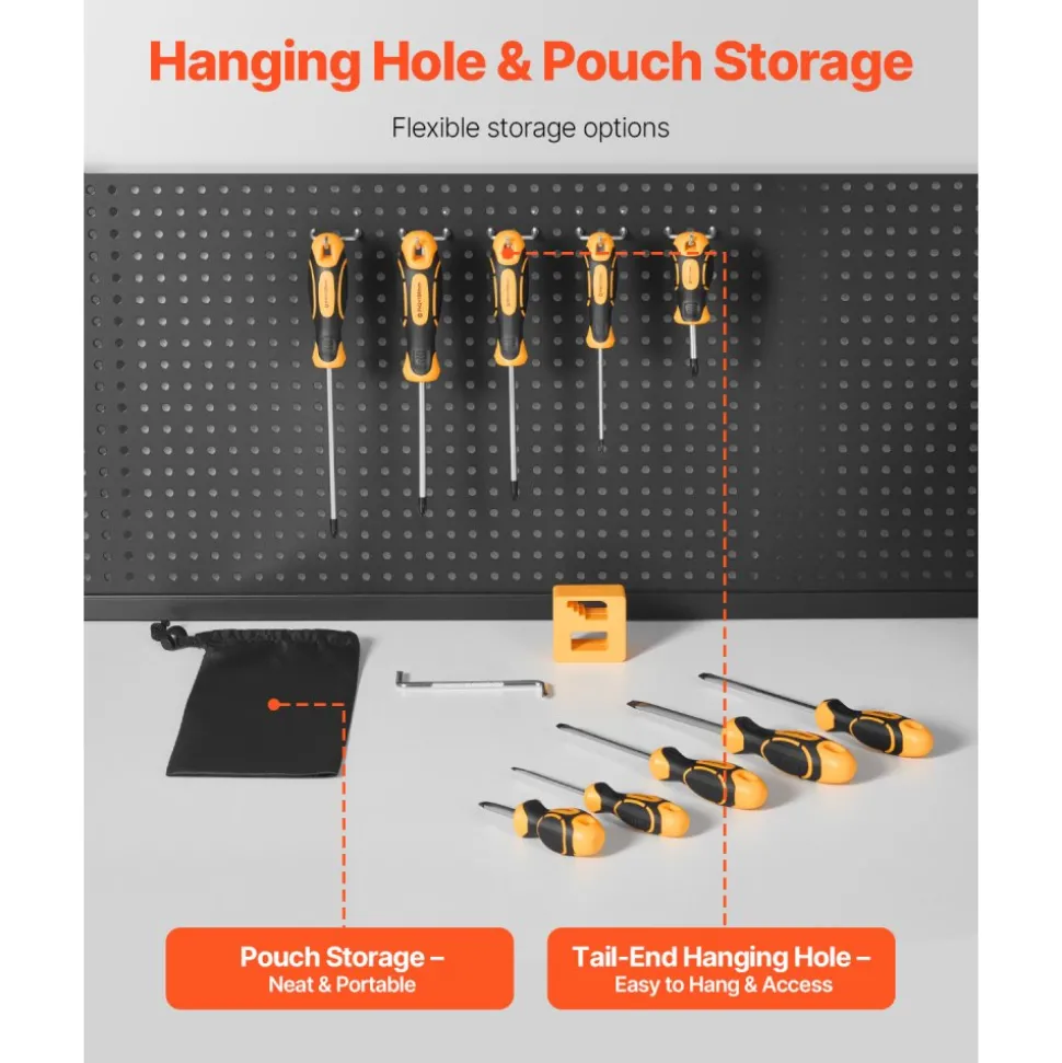 VEVOR Screwdriver Set, 12-Piece Hand Tools Set with Magnetic Tips, Includes 5 Phillips and 5 Flat Head Bits, Z-Type Bit, Professional Repair Tool Kit for Sockets, Furniture, Home Appliances, Bicycles