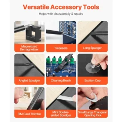 VEVOR Screwdriver Set, 59-Piece Small Precision Screwdriver Set with Phillips, Flat Head, Torx, Pentalobe Bits, Tweezer for Men, Mini Cleaning Repair Tool Kit for iPhone, MacBook, Laptop, Computer