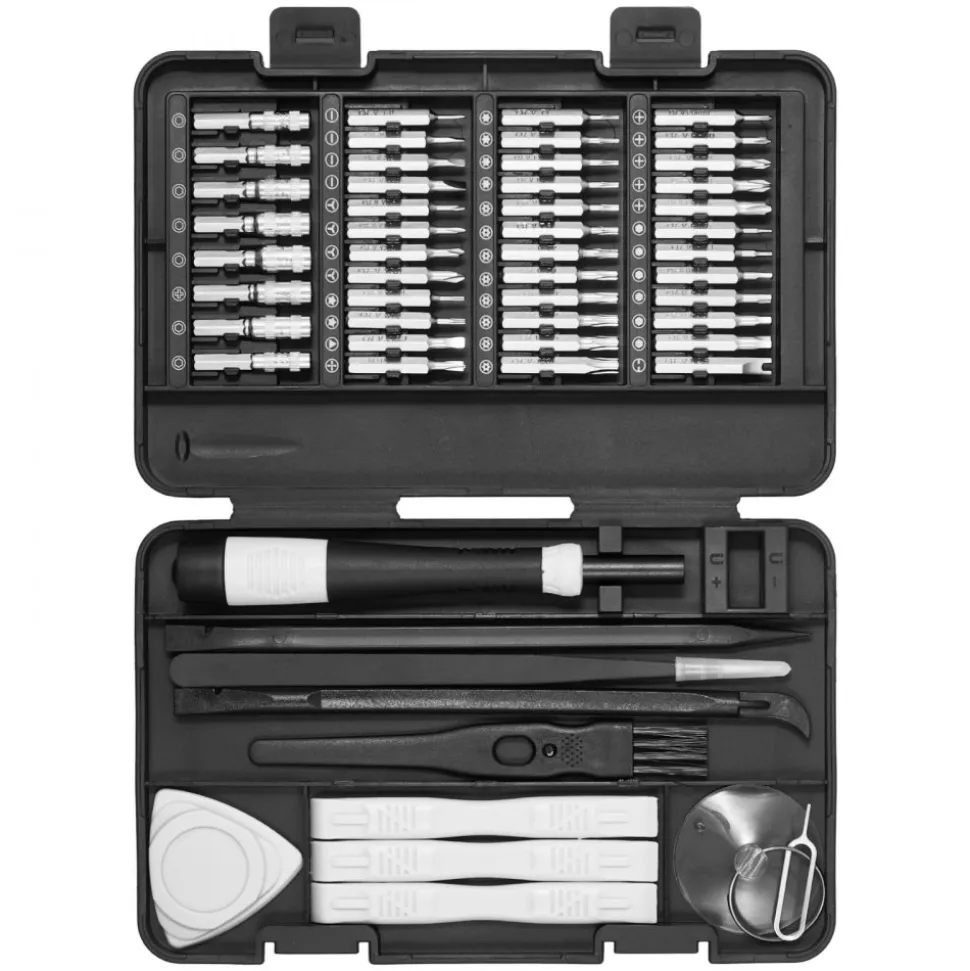 VEVOR Screwdriver Set, 59-Piece Small Precision Screwdriver Set with Phillips, Flat Head, Torx, Pentalobe Bits, Tweezer for Men, Mini Cleaning Repair Tool Kit for iPhone, MacBook, Laptop, Computer