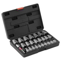 VEVOR Screw Extractor Set, 27 Pieces Hex Head Multi-Spline Easy Out Bolt Extractor Tool, with Adapters, Solid Storage Case, Cr-Mo Steel Stripped Bolt Remover for Removing Rounded, Broken Bolts, Screws