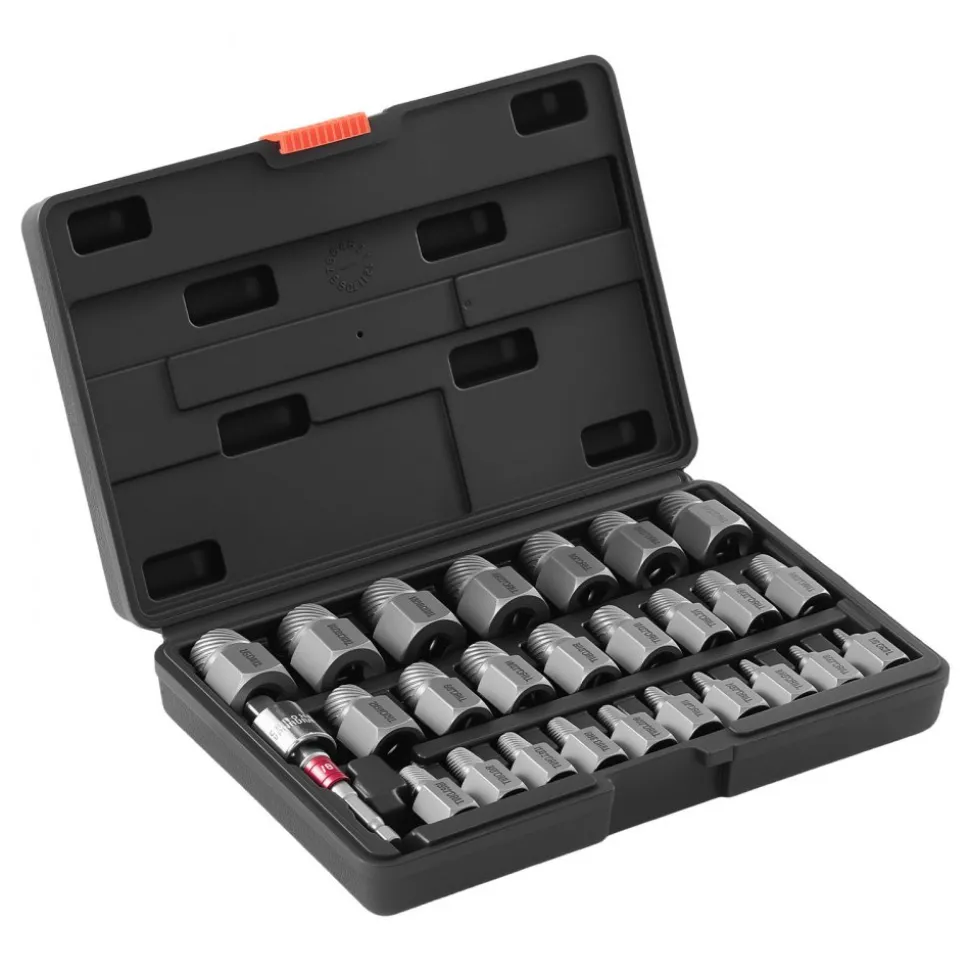 VEVOR Screw Extractor Set, 27 Pieces Hex Head Multi-Spline Easy Out Bolt Extractor Tool, with Adapters, Solid Storage Case, Cr-Mo Steel Stripped Bolt Remover for Removing Rounded, Broken Bolts, Screws