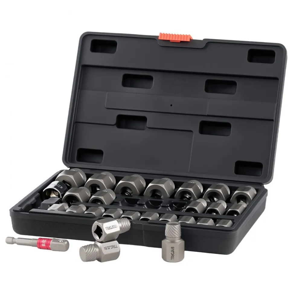 VEVOR Screw Extractor Set, 27 Pieces Hex Head Multi-Spline Easy Out Bolt Extractor Tool, with Adapters, Solid Storage Case, Cr-Mo Steel Stripped Bolt Remover for Removing Rounded, Broken Bolts, Screws