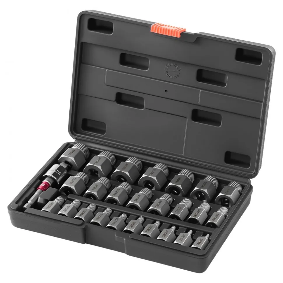 VEVOR Screw Extractor Set, 27 Pieces Hex Head Multi-Spline Easy Out Bolt Extractor Tool, with Adapters, Solid Storage Case, Cr-Mo Steel Stripped Bolt Remover for Removing Rounded, Broken Bolts, Screws