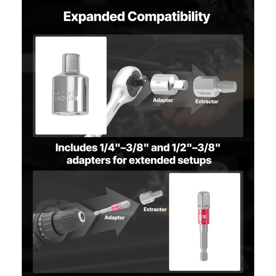 VEVOR Screw Extractor Set, 27 Pieces Hex Head Multi-Spline Easy Out Bolt Extractor Tool, with Adapters, Solid Storage Case, Cr-Mo Steel Stripped Bolt Remover for Removing Rounded, Broken Bolts, Screws