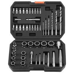 VEVOR Screw Extractor Set with Drill Bits, 49 Pieces, Easy Out Nut Bolt Extractors and Drill Bits, with Adapters, Solid Storage Case, Cr-Mo Steel for Removing Rounded, Broken, or Stripped Fasteners