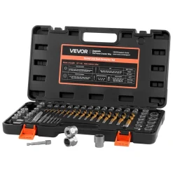 VEVOR Screw Extractor Set with Drill Bits, 65 Pieces, Easy Out Nut Bolt Extractors and Drill Bits, with Adapters, Solid Storage Case, Cr-Mo Steel for Removing Rounded, Broken, or Stripped Fasteners