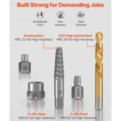 VEVOR Screw Extractor Set with Drill Bits, 54 Pieces, Easy Out Nut Bolt Extractors and Drill Bits, with Adapters, Solid Storage Case, Cr-Mo Steel for Removing Rounded, Broken, or Stripped Fasteners
