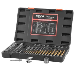 VEVOR Screw Extractor Set with Drill Bits, 54 Pieces, Easy Out Nut Bolt Extractors and Drill Bits, with Adapters, Solid Storage Case, Cr-Mo Steel for Removing Rounded, Broken, or Stripped Fasteners