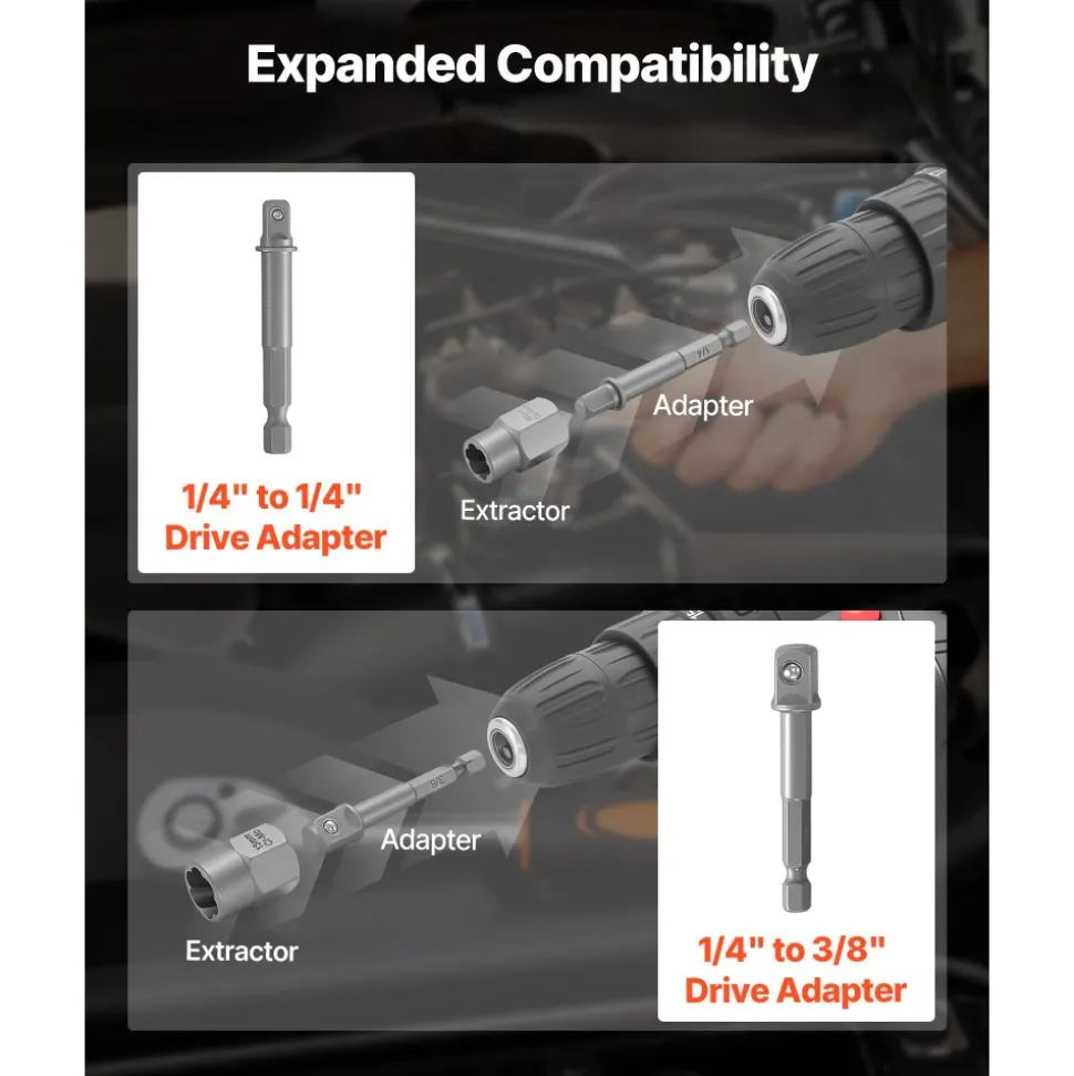 VEVOR Screw Extractor Set with Drill Bits, 54 Pieces, Easy Out Nut Bolt Extractors and Drill Bits, with Adapters, Solid Storage Case, Cr-Mo Steel for Removing Rounded, Broken, or Stripped Fasteners