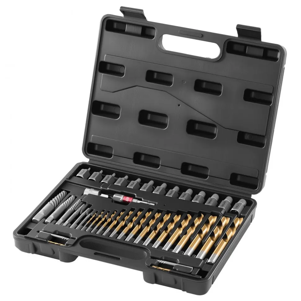 VEVOR Screw Extractor Set with Drill Bits, 41 Pieces, Easy Out Bolt Extractors and Drill Bits, with Adapters, Solid Storage Case, Cr-Mo Steel for Removing Rounded, Broken, or Stripped Bolts, Screws