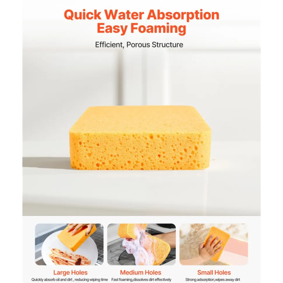 VEVOR Scrub Sponge, 6-Pack Non-Scratch Cleaning Sponges for Home, Bathroom & More, Zero Scratch Dish Scrubber, Large Household Scrubbing Sponges, Friendly to Tiles, Marble, Glass and Other Surfaces