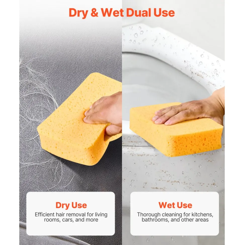 VEVOR Scrub Sponge, 6-Pack Non-Scratch Cleaning Sponges for Home, Bathroom & More, Zero Scratch Dish Scrubber, Large Household Scrubbing Sponges, Friendly to Tiles, Marble, Glass and Other Surfaces