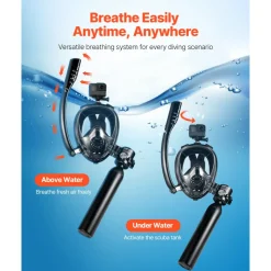VEVOR Scuba Tank, 0.5L Portable Diving Tank, Diving Oxygen Cylinder Support 5-10 Minutes Underwater Breathing, 32.81 ft Diving Depth, Refillable Snorkel Air Tank Kit for Underwater Exploration Rescue