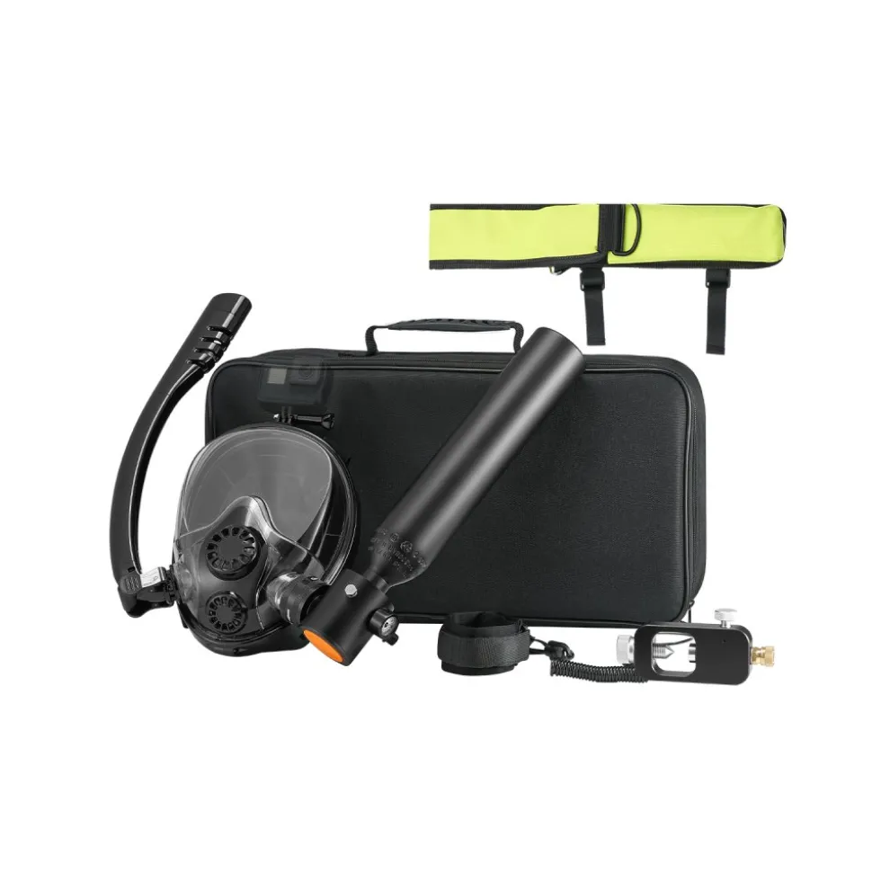 VEVOR Scuba Tank, 0.5L Portable Diving Tank, Diving Oxygen Cylinder Support 5-10 Minutes Underwater Breathing, 32.81 ft Diving Depth, Refillable Snorkel Air Tank Kit for Underwater Exploration Rescue