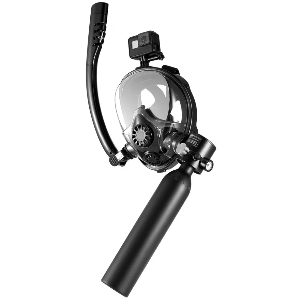 VEVOR Scuba Tank, 0.5L Portable Diving Tank, Diving Oxygen Cylinder Support 5-10 Minutes Underwater Breathing, 32.81 ft Diving Depth, Refillable Snorkel Air Tank with Pump for Underwater Exploration