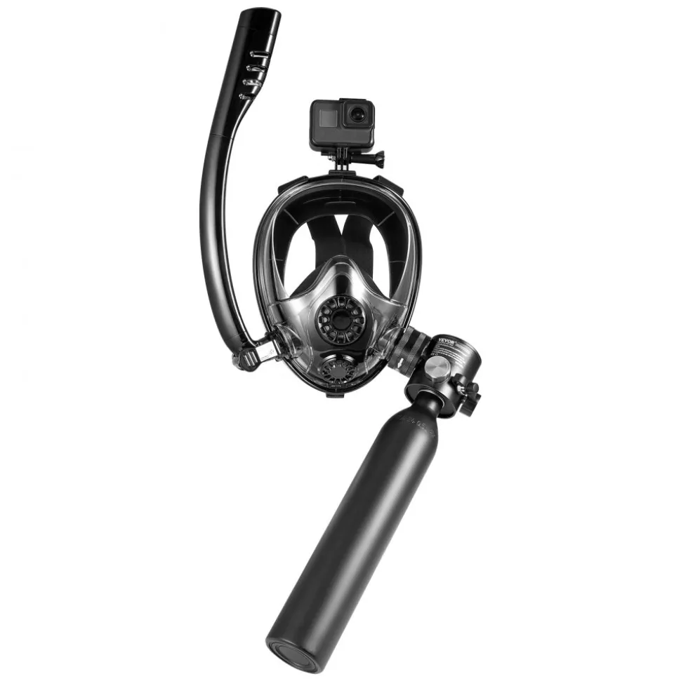 VEVOR Scuba Tank, 0.5L Portable Diving Tank, Diving Oxygen Cylinder Support 5-10 Minutes Underwater Breathing, 32.81 ft Diving Depth, Refillable Snorkel Air Tank with Pump for Underwater Exploration