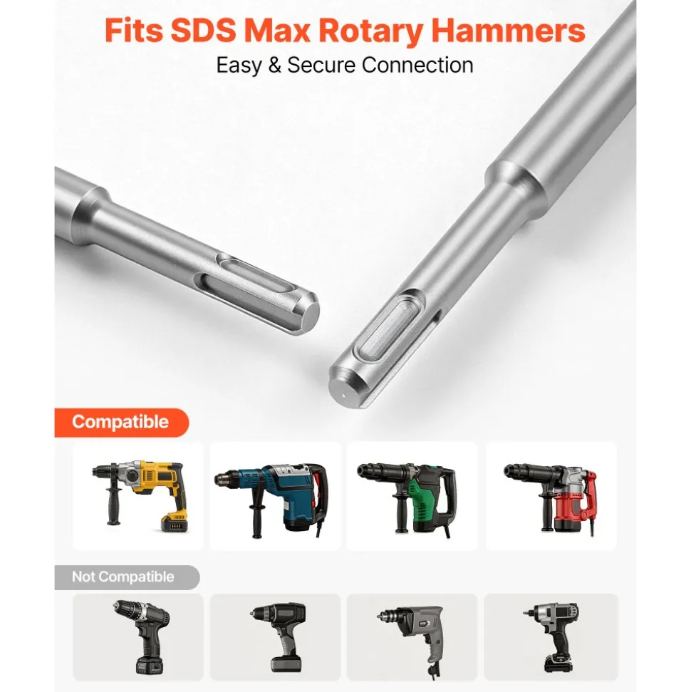 VEVOR SDS Max Floor Scraper, 24.8" x 5.9" Chisel Bit with SDS Max Shank, Compatible with Rotary Hammers, Heat Treated 40Cr Alloy Steel, Sharp Edge for Removing Laminate Flooring, Tiles, and Mortar