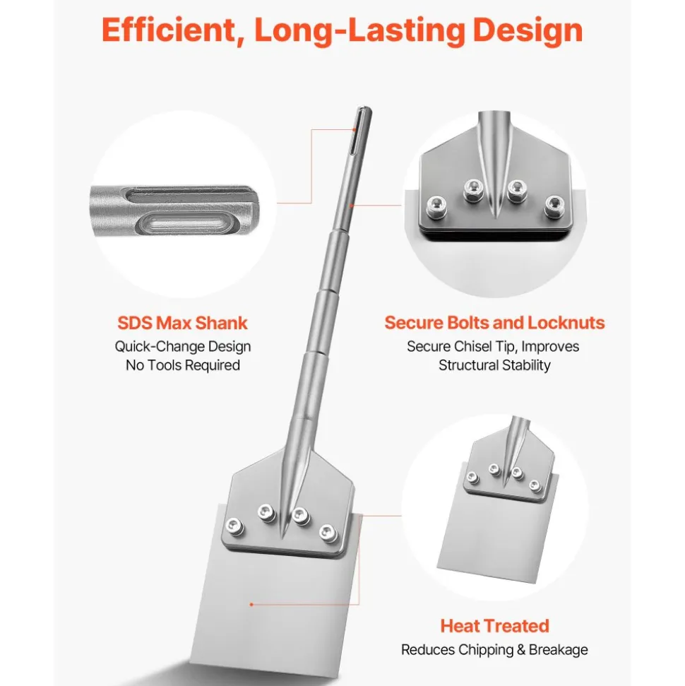 VEVOR SDS Max Floor Scraper, 24.8" x 5.9" Chisel Bit with SDS Max Shank, Compatible with Rotary Hammers, Heat Treated 40Cr Alloy Steel, Sharp Edge for Removing Laminate Flooring, Tiles, and Mortar