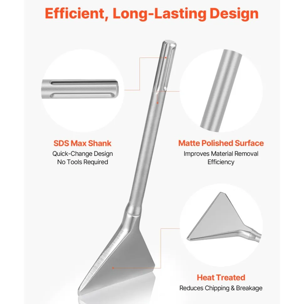 VEVOR SDS Max Scaling Chisel, 13.8" x 5.9" Chisel Bit with SDS Max Shank, Compatible with Rotary Hammers, Heat Treated 40Cr Alloy Steel, Sharp Edge for Removing Laminate Flooring, Tiles, and Mortar