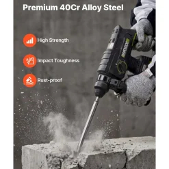 VEVOR SDS Plus Chisel Set, 6pcs SDS Plus Rotary Hammer Drill Attachments, Includes Point, Flat, & U-Groove Chisels, Heat Treated 40Cr Alloy Steel, Sharp Edge for Demolition, Concrete and Brick