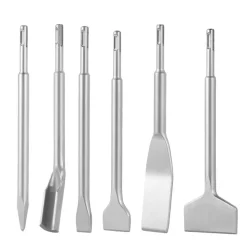 VEVOR SDS Plus Chisel Set, 6pcs SDS Plus Rotary Hammer Drill Attachments, Includes Point, Flat, & U-Groove Chisels, Heat Treated 40Cr Alloy Steel, Sharp Edge for Demolition, Concrete and Brick