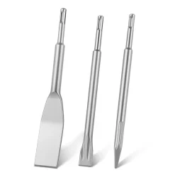 VEVOR SDS Plus Chisel Set, 3 pcs SDS Plus Rotary Hammer Drill Attachments, Includes Point, Flat, & Angled Spade Chisels, Heat Treated 40Cr Alloy Steel, Sharp Edge for Demolition, Concrete and Brick