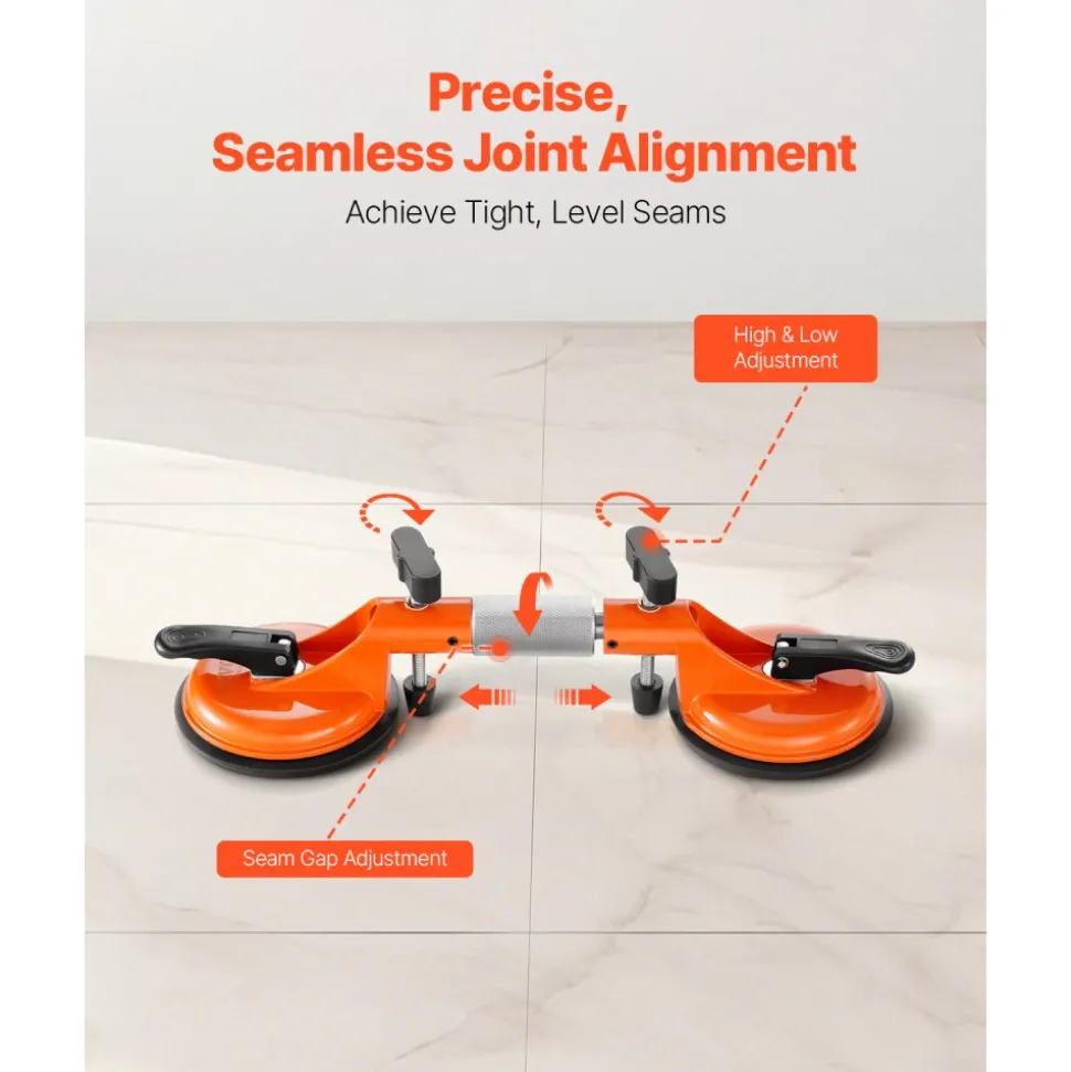 VEVOR Seamless Seam Setter, 2 Packs Granite Seam Setter with 5 in Vacuum Suction Cups, Seam Joiner for Seam Joining & Leveling, 180° Adjustable, Countertop Installation Tool for Tile Stone Marble Slab