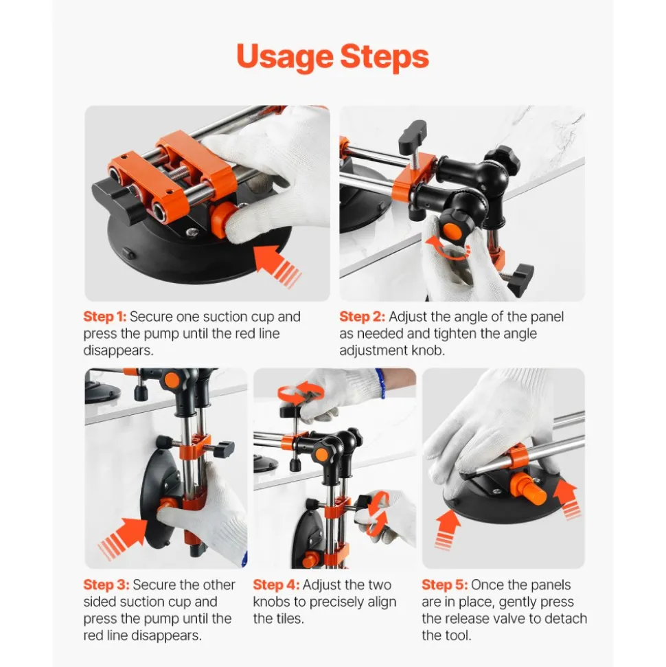 VEVOR Seamless Seam Setter, 2 Packs Granite Seam Setter with 6 in Vacuum Suction Cups, Seam Joiner for Seam Joining & Leveling, 90°-120° Adjustable, Countertop Installation Tool for Tile Marble Slab