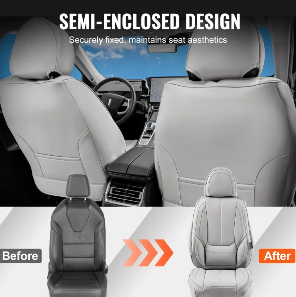 VEVOR Seat Covers, Universal Car Seat Covers Full Set Seats, Front and Rear Seat, 13pcs Faux Leather Seat Cover, Full Enclosed Design, Detachable Headrest and Airbag Compatible, for Most Car SUV Truck